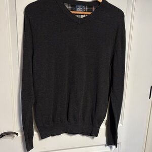 Cambridge Dry Goods Charcoal V-Neck Sweater 100% Cotton